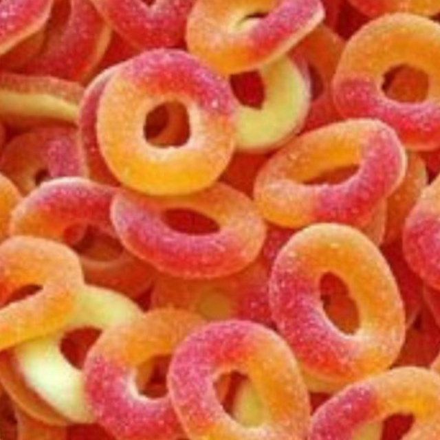 (014) Anneaux pêche sucrés - 100 g halal