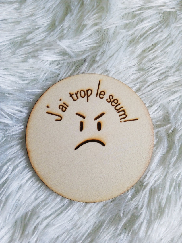 Disque accessoire &quot;J&#039;ai trop le seum!&quot; pour panneau de porte interchangeable By Romalysa