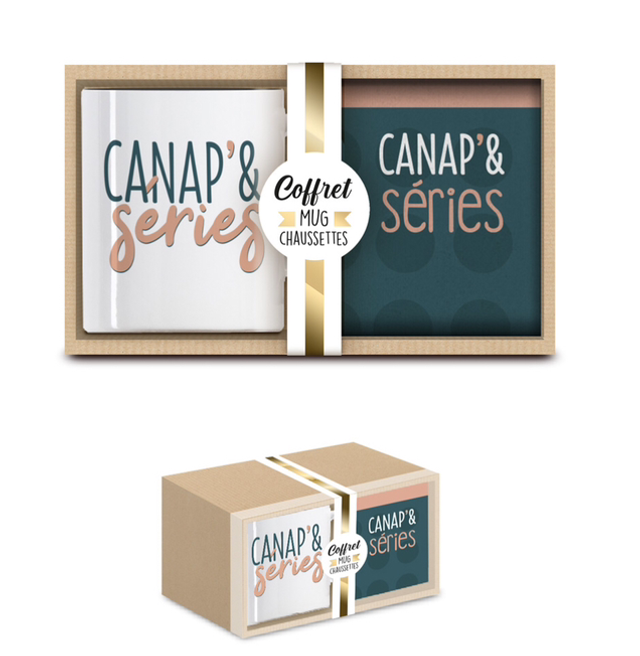 Coffret Mug Chaussettes "Canap &amp; Series"
