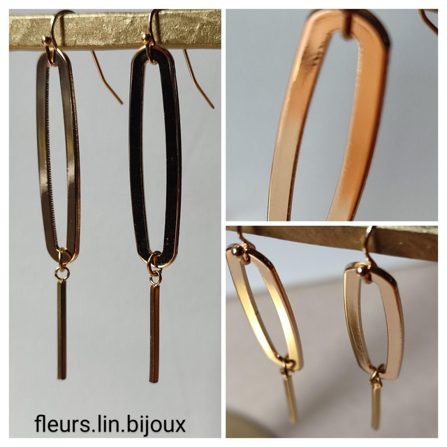Z-Boucles d&#039;oreilles longues en laiton doré -sans nickel -