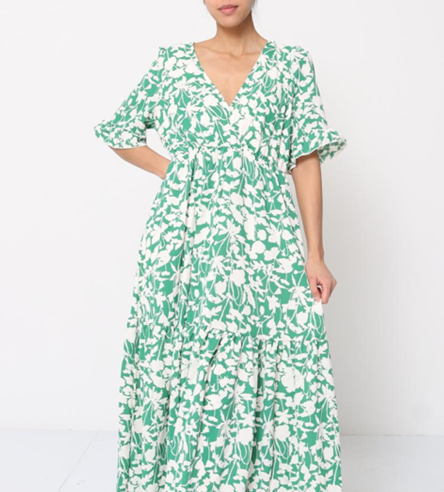 87-5. Robe longue à imprimé 