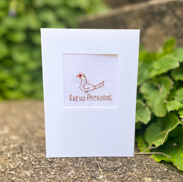Cross Stich Rufus the Pheasant Greeting Card 