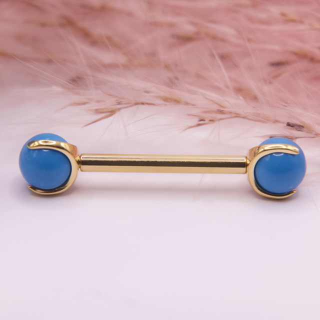 Barbell Pierres Naturelles Turquoise 