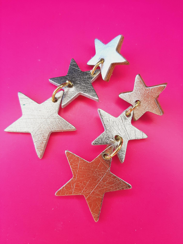 Star drop earrings - gold