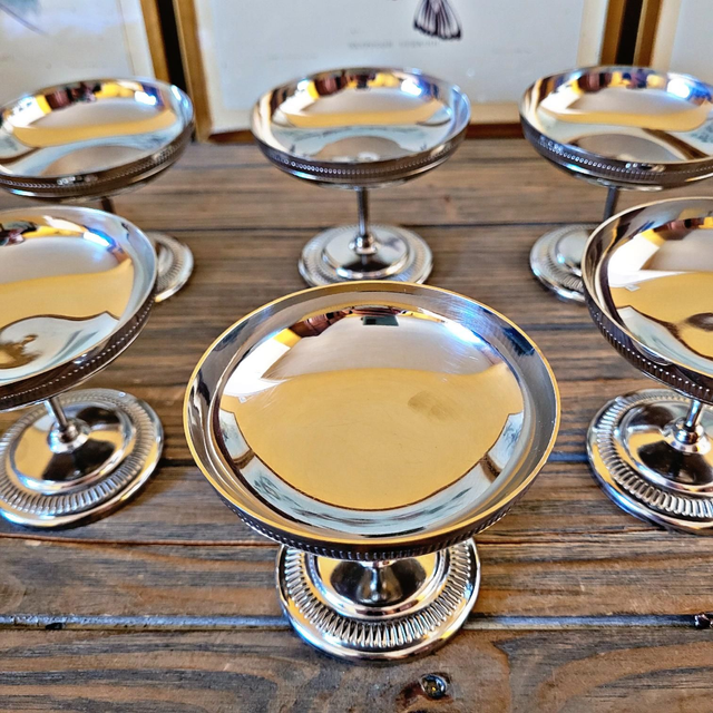 X Coupes à glaces vintage inox (avec cuillères) type Letang Remy