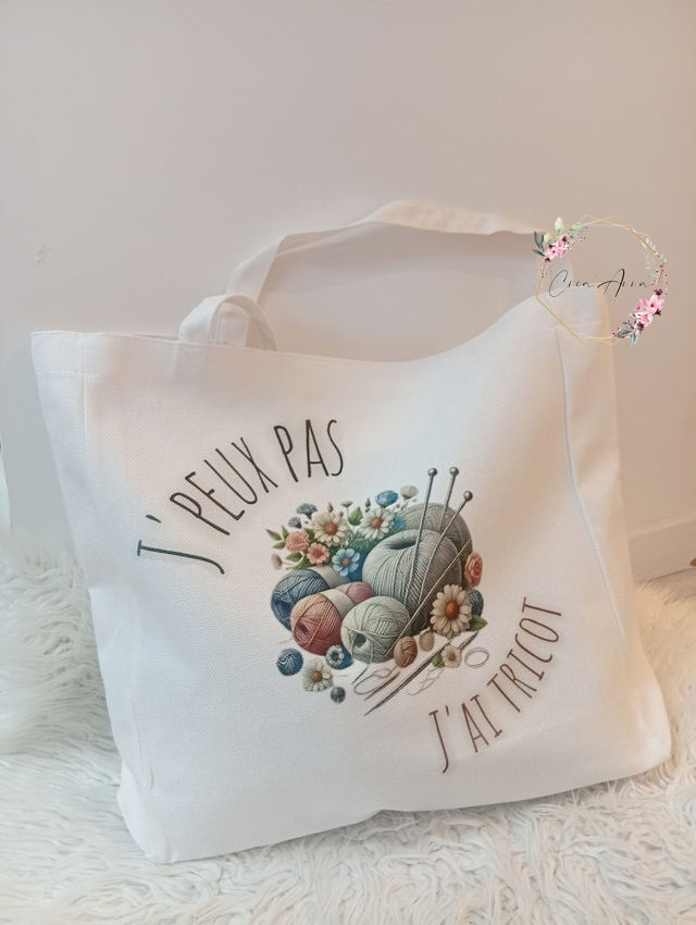 Sac cabas "J'peux pas j'ai tricot" 