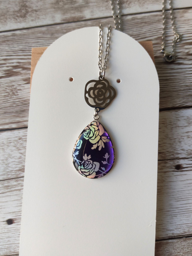 Collier &quot;Florence&quot; violet et rose liane