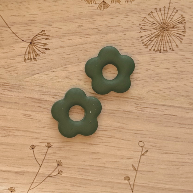 Pampilles petites fleurs (kaki foncées) 