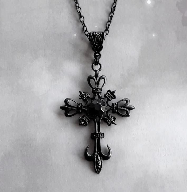 Elaborate Black Cross Necklace 