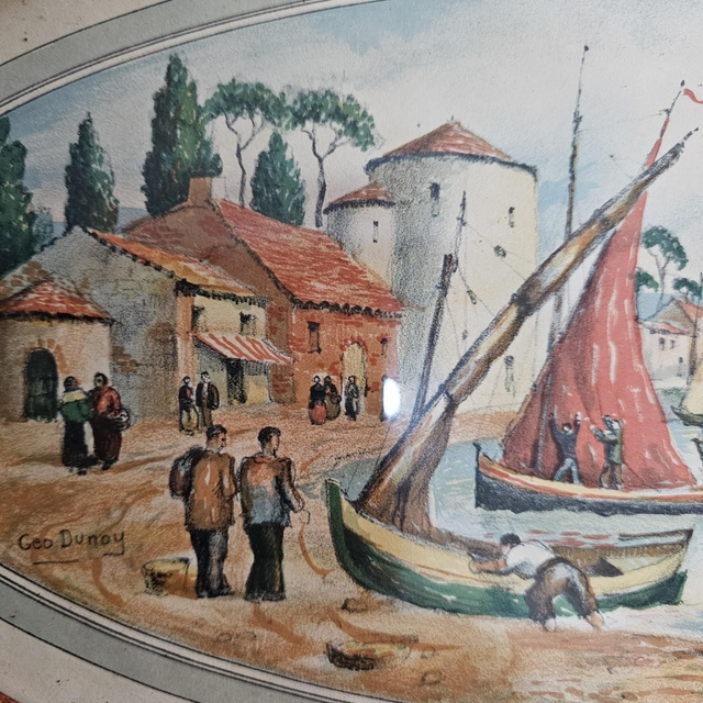 Ancienne chromolithographie signée Geo Dunoy
