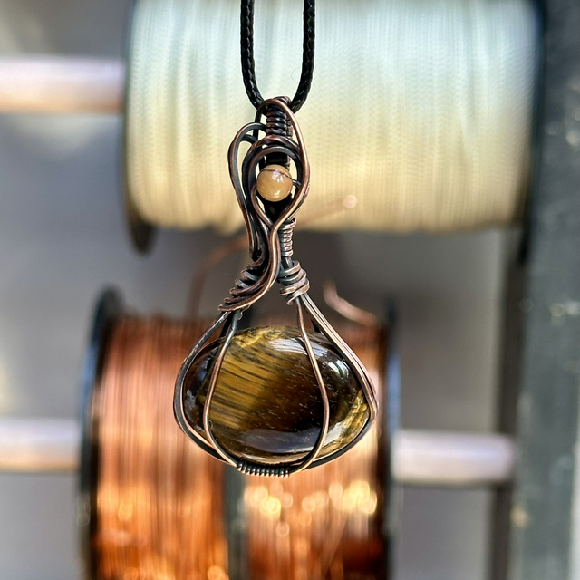 Tigers eye pure copper pendant 