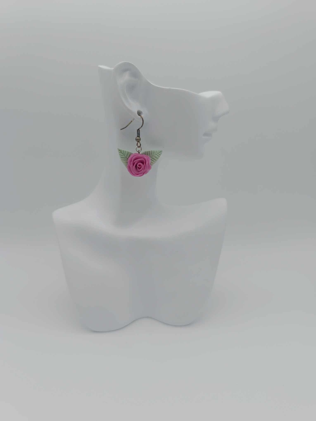 Boucles d&#039;oreilles en porcelaine froide Rose