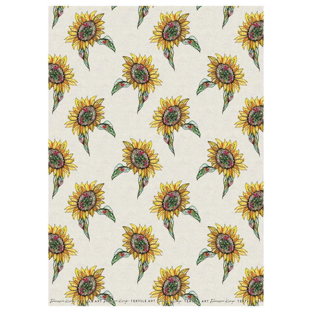 Summer Selvage Sunflower Embroidery Art Card