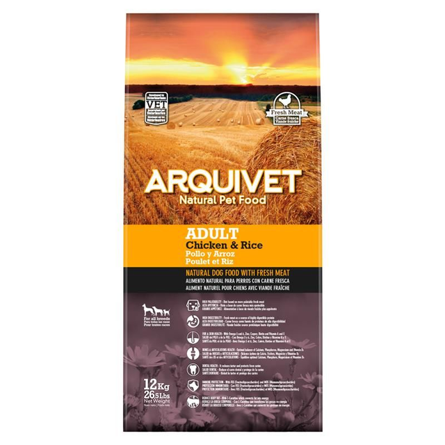 Croquettes pour chiens adultes - Poulet et riz - 12 Kg Arquivet / ARQ1033