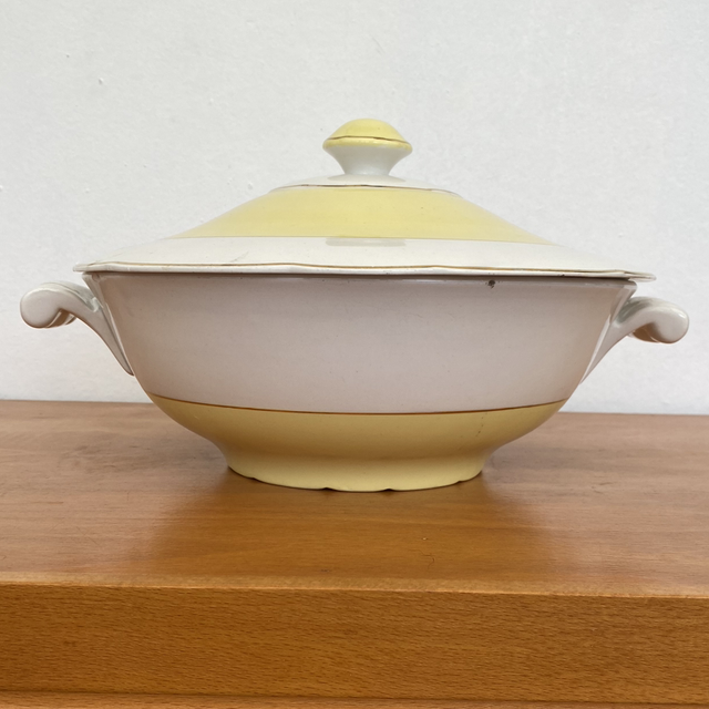 Soupière Luneville jaune en porcelaine