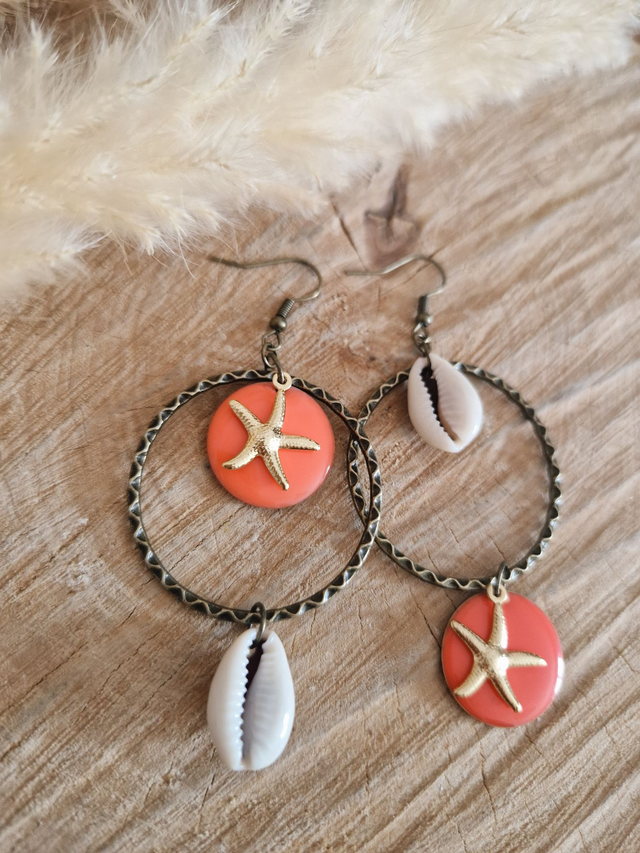 Boucles d'oreilles dépareillées "Les Coquillages" 