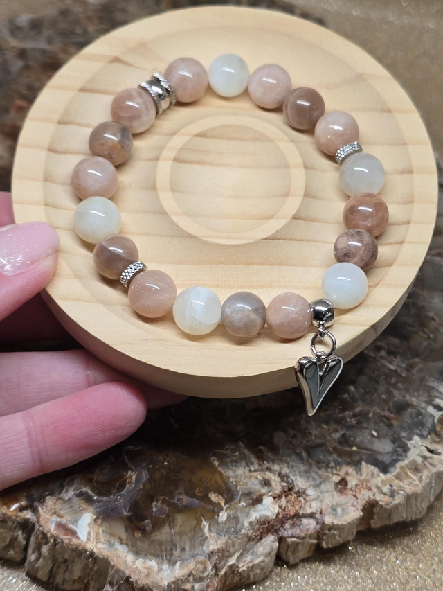 Bracelet Pierre de lune multicolore en 1 cm