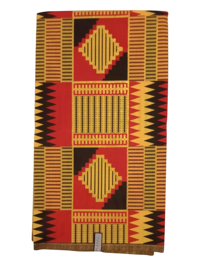 "Royal Ashanti" Tissu Wax Brillant Africain KENTE  – 6 Yards (≈ 5,48 m) – Qualité Supérieure
