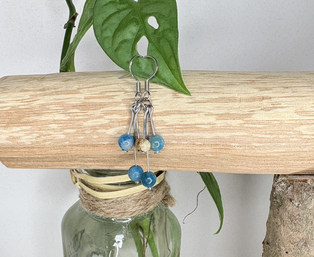 Boucles d’oreilles Apatite et jaspe paysage « Julia »