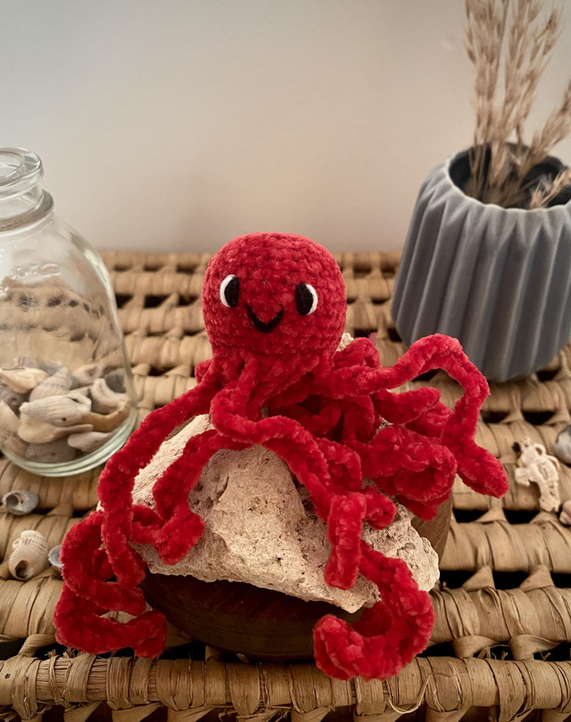 Poulpe taille XS rouge tomate