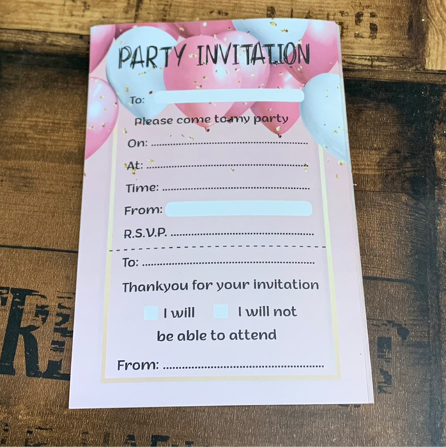 Pink Balloons Invites 