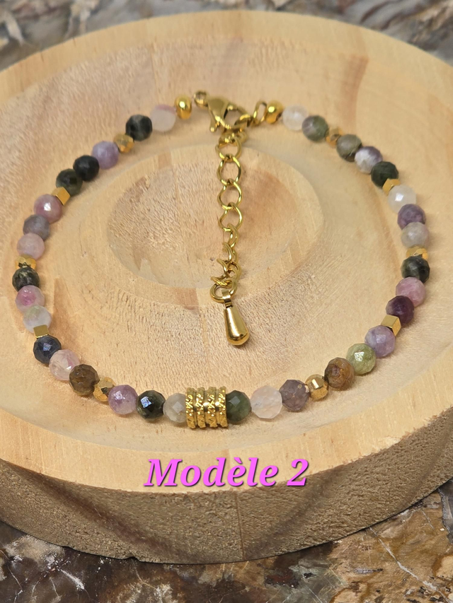 Bracelet Tourmaline multicolore 0,4 cm