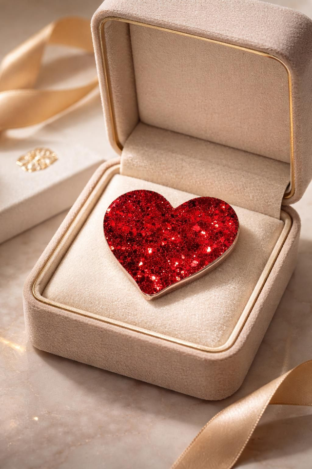 Broche cœur- Collection saint Valentin rouge passion  