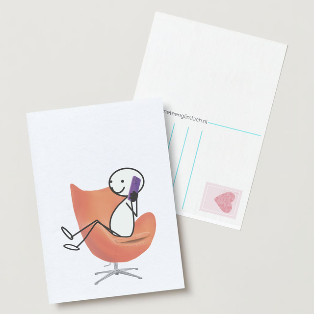 Wenskaart Robin aan de telefoon