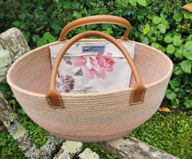 SOLD- Linen Rose basket 