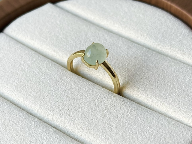 Bague en jade dorée (ajustable) - HJS769