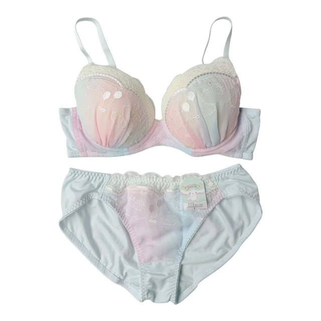 baby blue multicolour cloud cinnamoroll sanrio bra and underwear set  