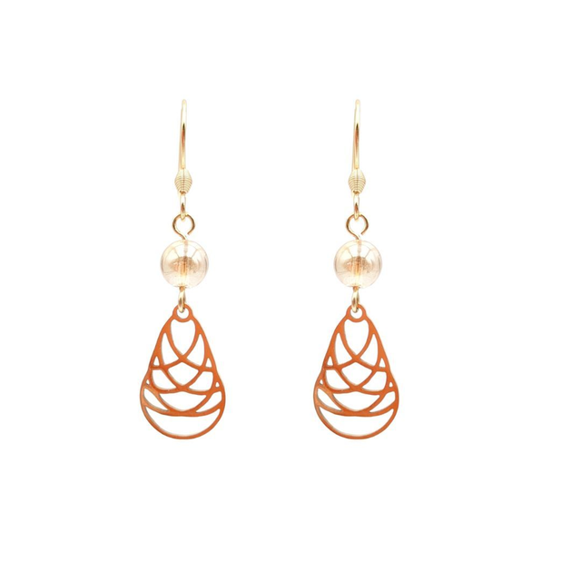 Boucles d'oreilles Quartz Aura Sunset Goutte Acier Doré