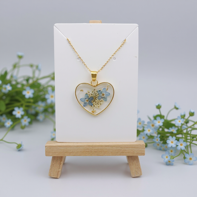 Forget-Me-Not Heart-Shaped Necklace, 18K Gold-Plated Necklace