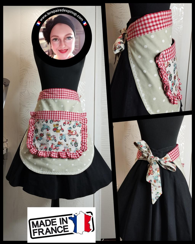 Demi Tablier Modesta Vespa vert/rouge