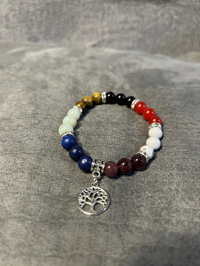 Garnet, Howlite, Red agate, Obsidian, Tiger&#039;s Eye, Amazonite,Lapis Luzli Bracelet