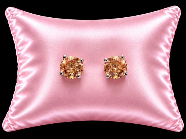 Sterling Silver &amp; Champagne CZ stud Earrings