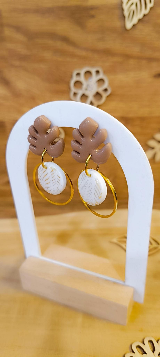 Boucles d'oreilles - mini monstera