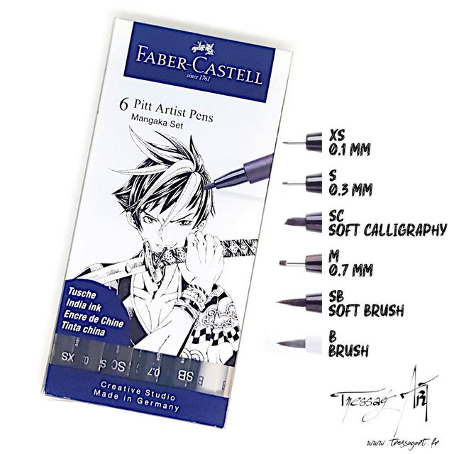 FABER CASTELL - SET 6 FEUTRES PITT ARTIST ENCRE CHINE MANGA - FB077