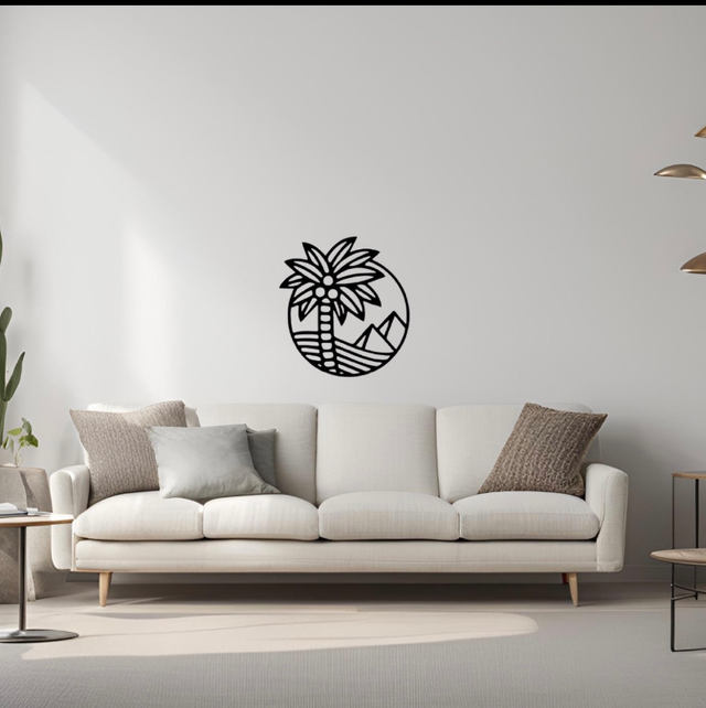 Rond palmier/montagne (41x39cm) 