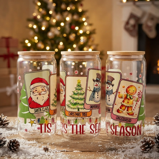 Christmas 16oz Glass Cups