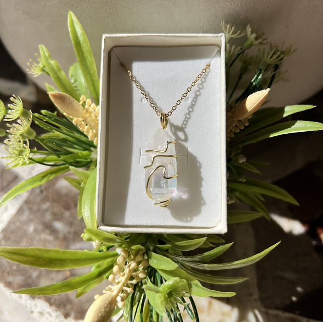 Aura of angel ( quarzo ialino placcato aura ) , prov : Svizzera 🇨🇭, acciaio inox 