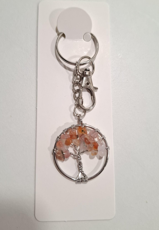 Fire quartz Tree of life keyring charm 