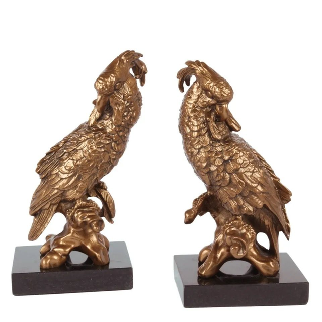 Cacatoes laiton sur base marbre noir