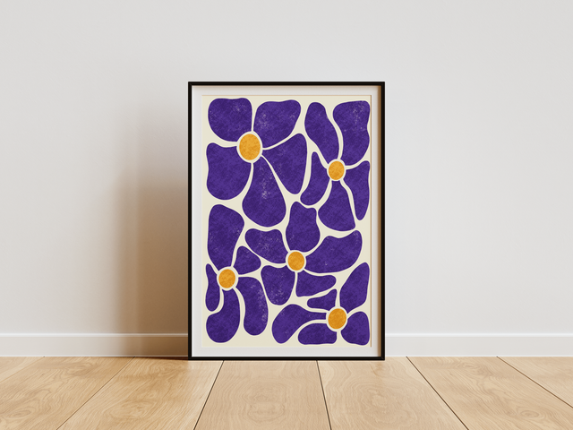 Blue And Yellow Flowers Print