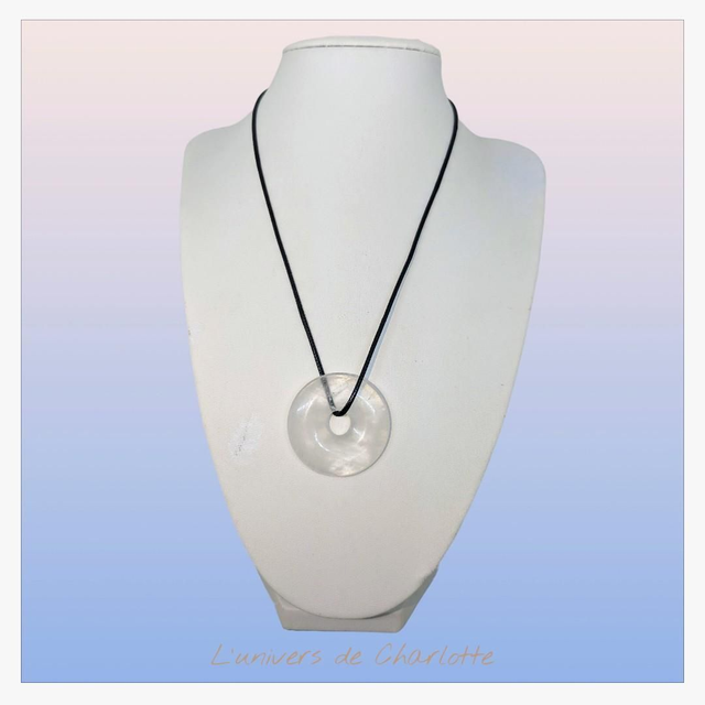 Pendentif "Cristal de roche" donut PN-309