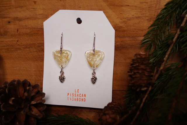 Boucles d'oreilles - Pomme de pin - Immortelle