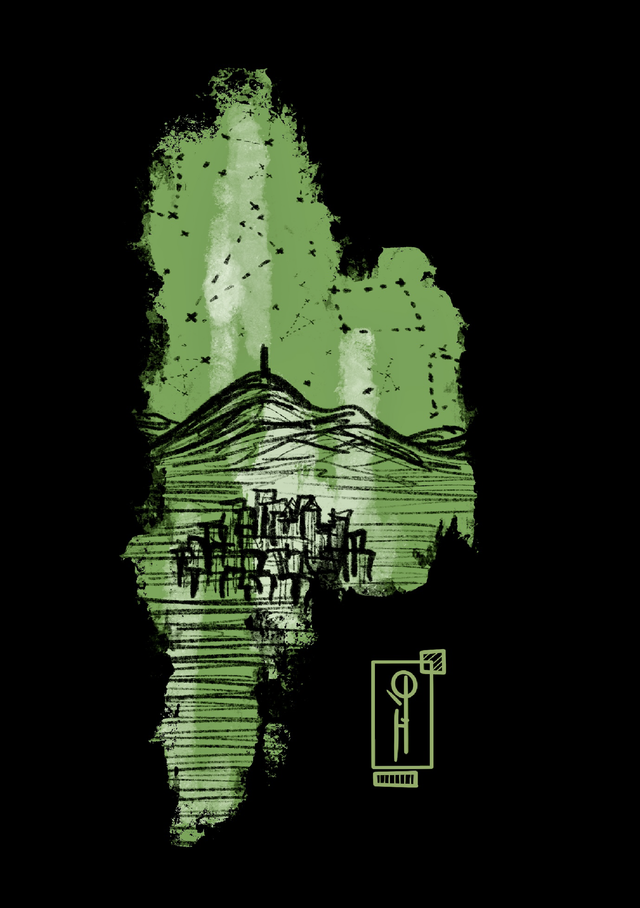 Volcan vert (Estampe  numérotée et signée)