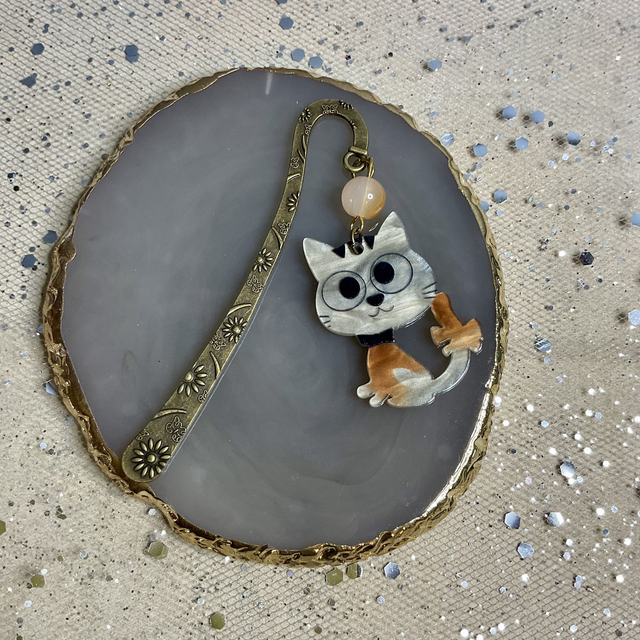 Handmade bookmark with colourful beads.