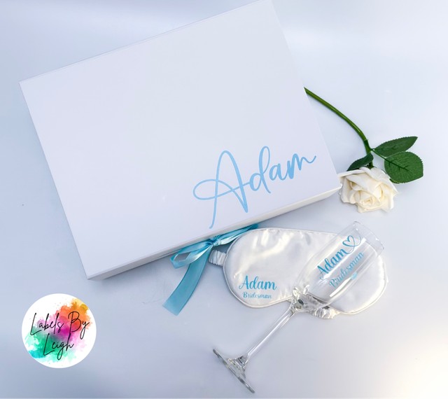 Personalised White box with matching Ribbon