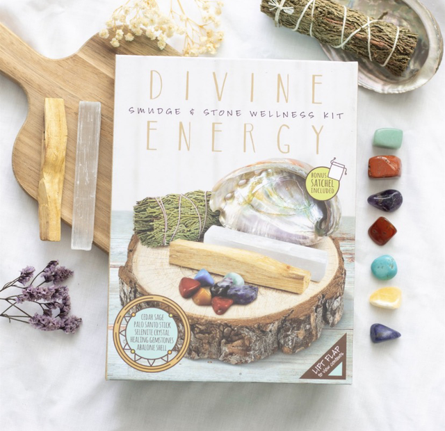 Divine Energy Smudge &amp; Stone Wellness Kit